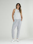 AYBREY JOGGER - WHITE & INDIGO STRIPE - clearance