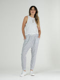 AYBREY JOGGER - WHITE & INDIGO STRIPE - clearance