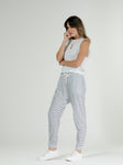 AYBREY JOGGER - WHITE & INDIGO STRIPE - clearance