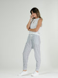AYBREY JOGGER - WHITE & INDIGO STRIPE - clearance