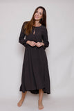 SUZY D - CREPE BOHO MAXI DRESS - BROWN