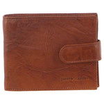 PIERRE CARDIN RUSTIC LEATHER MENS WALLET - CHESTNUT