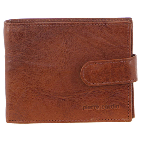 PIERRE CARDIN RUSTIC LEATHER MENS WALLET - CHESTNUT